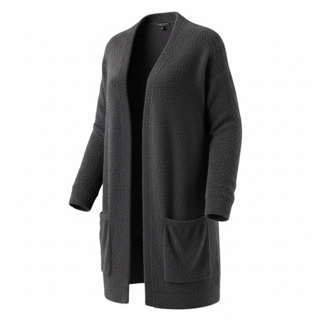 Nwt - Barefoot Dreams - Cozychic Ultra Lite Sunrise Cardigan - Black - Small
